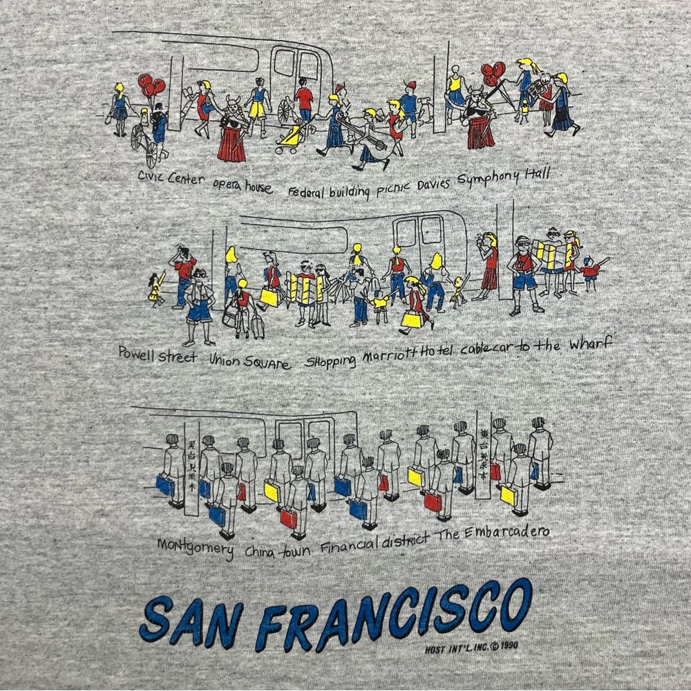 Vintage Single Stitch 1990 San Francisco Fruit of the Loom Made in USA Large Tee - Picture 8 of 10